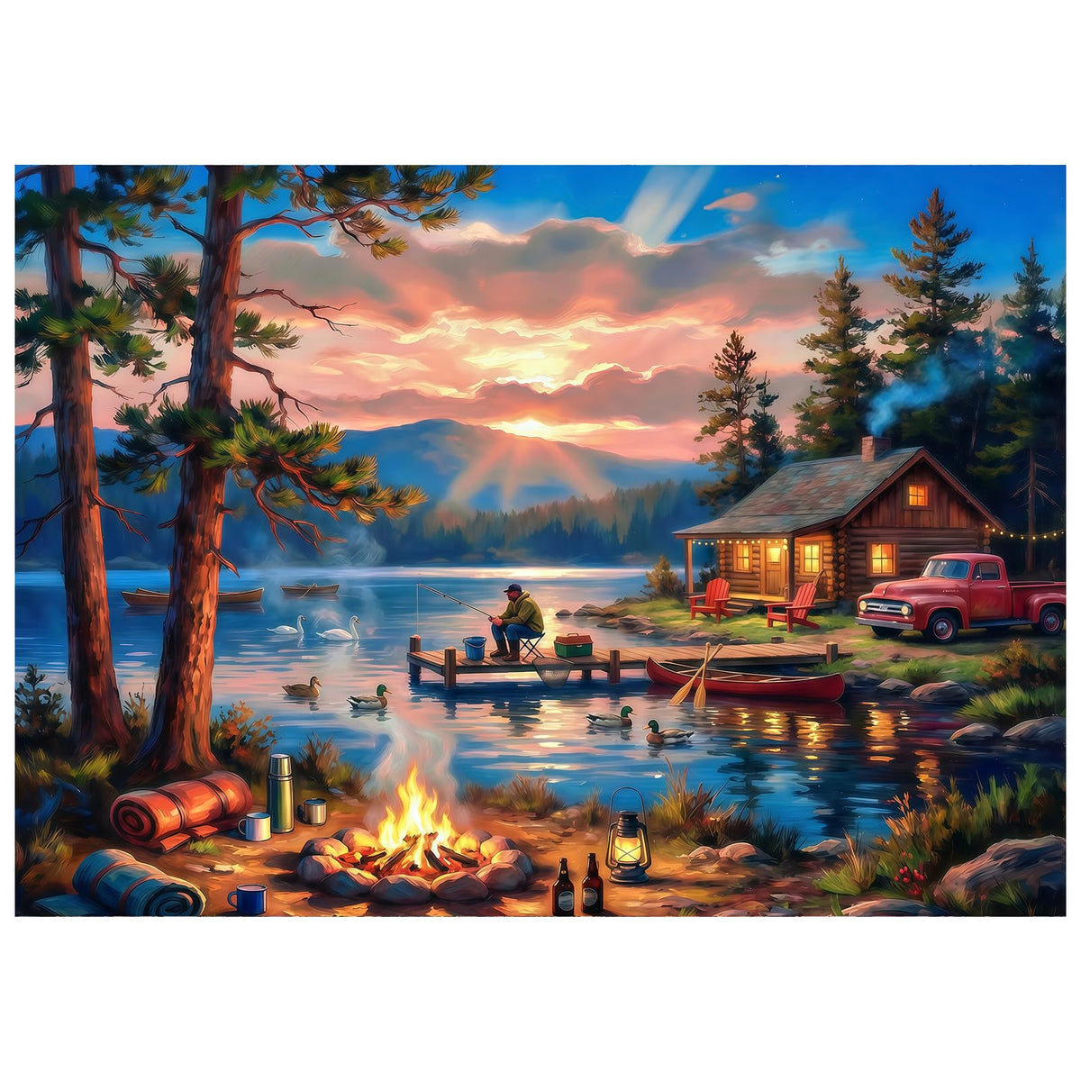 Starry Aurora Lake Puzzles for Adults 1000 Pieces,Interlocking No Dust