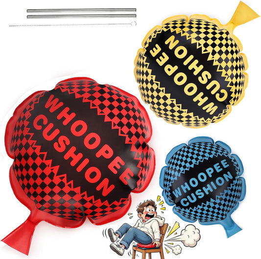 POPLAY 3 PCS Whoopee Cushions, 3 Colors Fart Prank Toys 10, 8, 6 Inch