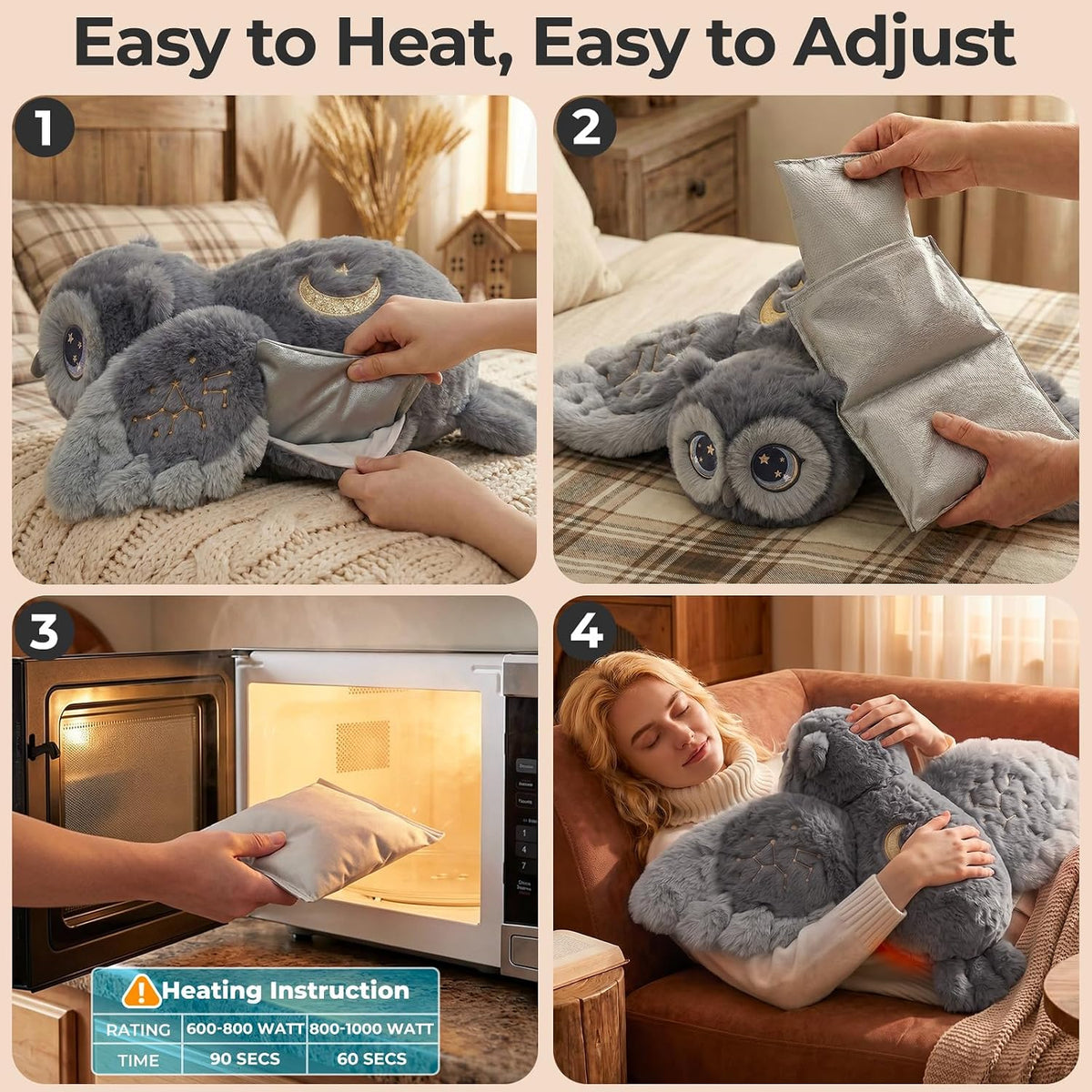 Mewaii Weighted Stuffed Animals Owl Plush, Heatable Coolable, 2-5lbs, 23in