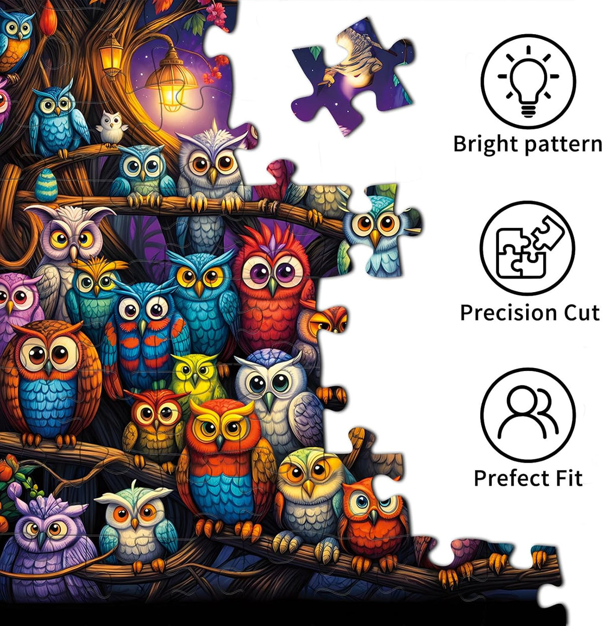 Owl Family Puzzles for Adults 1000 Pieces, Puzzles with Letters on Back, Impossible Hard Difficult Challenging, Precise Interlocking Pieces, Home Wall Decoration & Ideal Gift
