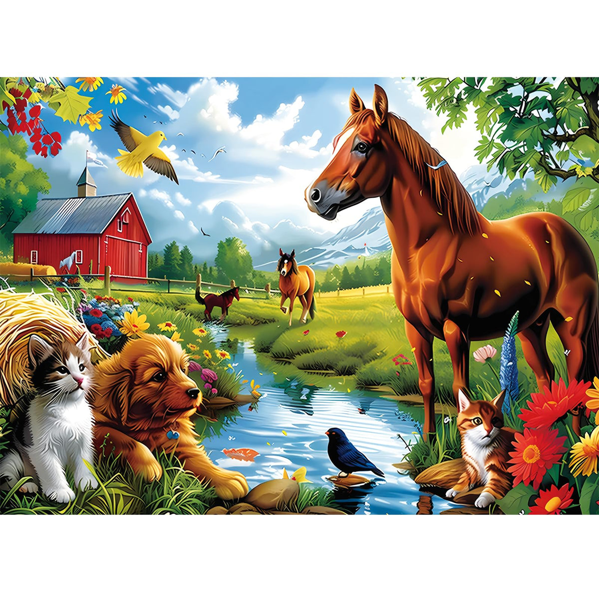 300 Piece Jigsaw Puzzle for Adults, Fun at The Amusement Park Dog Puzzles