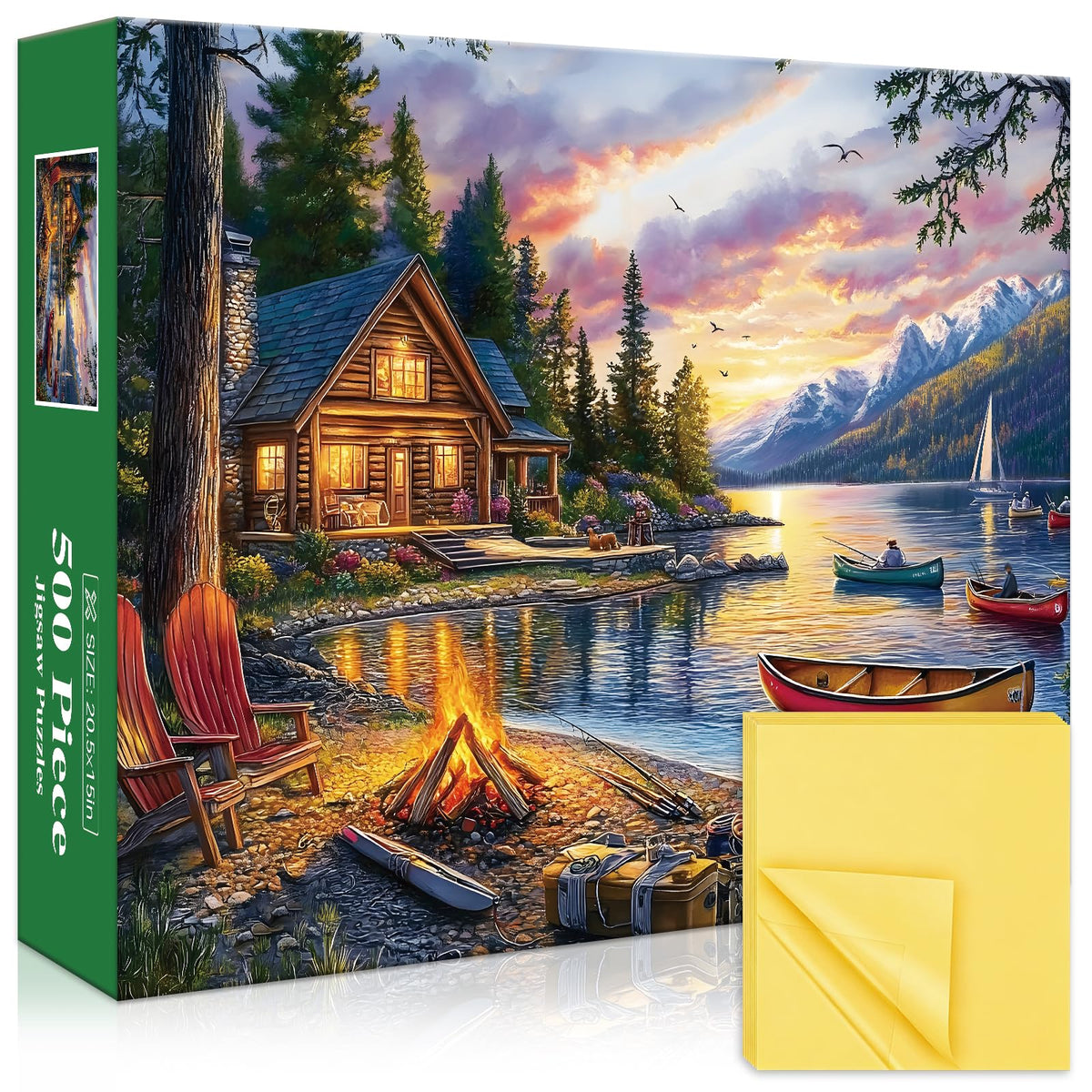 Jigsaw Puzzle for Adults 500 Pieces – 500 Piece Puzzle with Scenic Cabin, Interlocking Adult Puzzles, Letter Clues, Home Decor Gift | 20.5 x 15 in