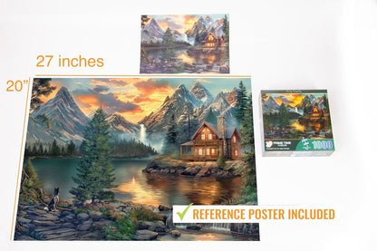Adult Jigsaw Puzzle 1000 Piece Mountain Cabin