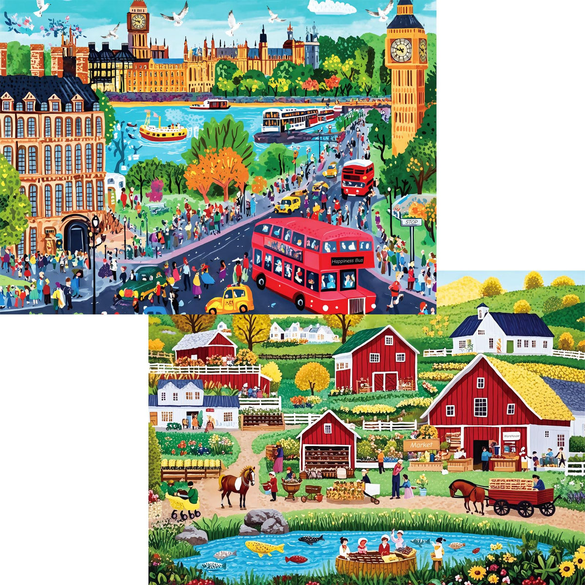 Puzzles for Adults 1000 Pieces, 2 Pack Unique 1000 Piece Lake and Night View Jigsaw Puzzles, Premium Scenic Landscape Puzzles & Nature Theme for Challenging Game Night