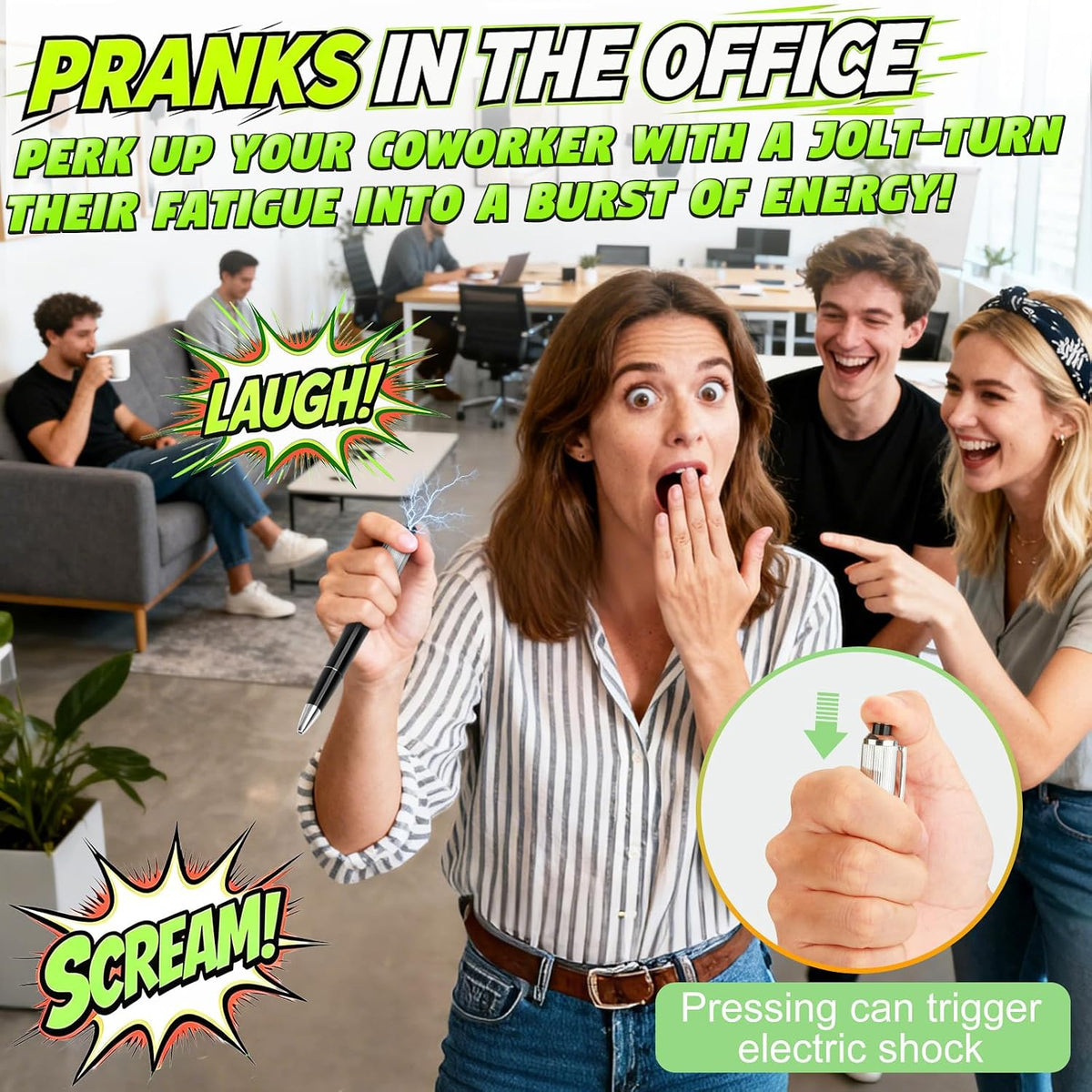 6-Piece Electric Shock Prank Toy Set Featuring Three Types of Electric Shocking Methods. It Makes Your Friends tremble Suddenly and can add Humor to Any Party.
