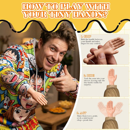 Tiny Hands, 2 Pairs Little Hands on a Stick, Prank Accessories