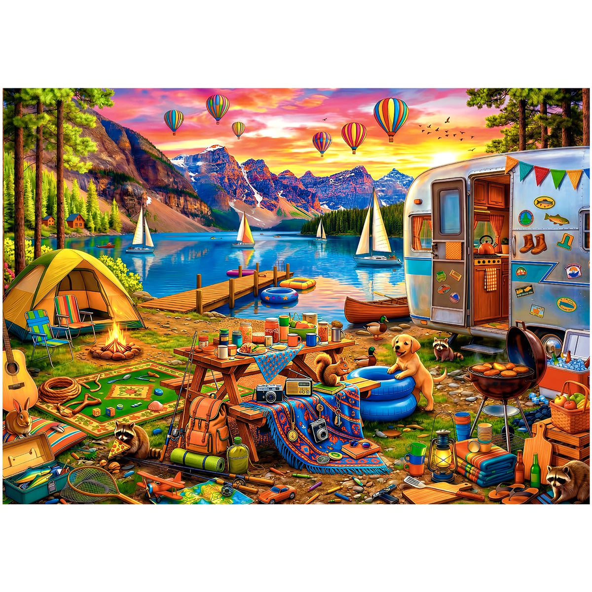 Vintage Paint Hummingbird Flower 1000 Piece Puzzles for Adults