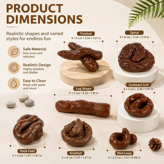 Realistic-Looking Prank Toy Set – 7-Piece Fake Feces Collection for Humorous Gags, Comedy Props, and Light-Hearted Practical Jokes, Made from Soft, Non-Toxic, Reusable Materials for Safe Indoor Use,sohochic