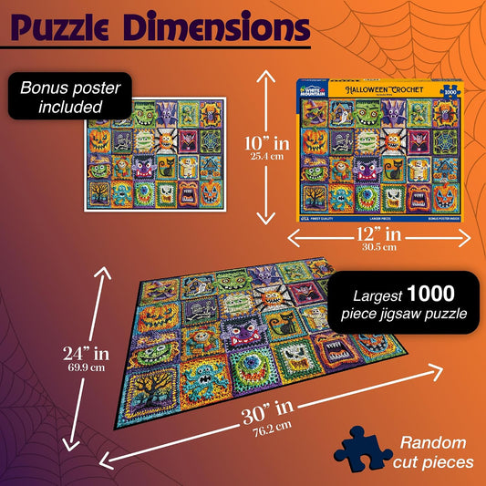 White Mountain 1000 Piece Jigsaw Puzzle Spooky Monster, Halloween Crochet
