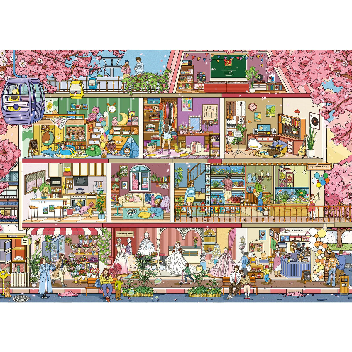 1000 Piece Puzzle for Adults, Flower House Jigsaw Puzzle, Family Puzzles Game, Interlock Perfectly No Dust, Home Decoration Puzzle, Gifts for Parents