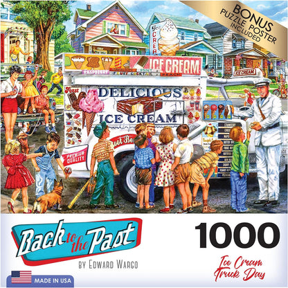 RoseArt - Back to The Past - Ice Cream Truck Day - 1000 Piece Jigsaw Puzzle for Adults