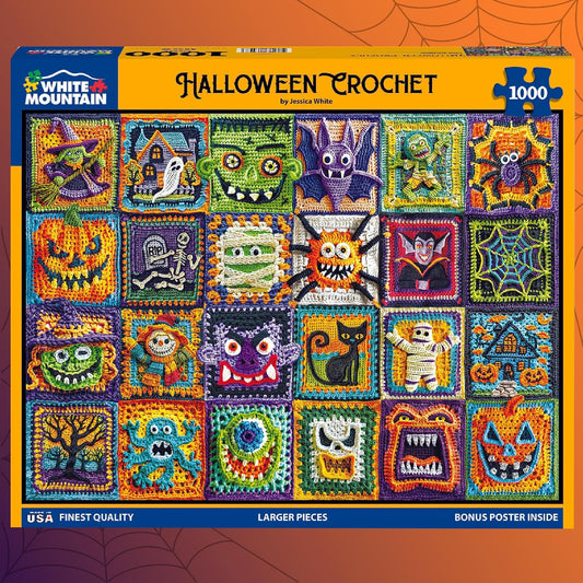 White Mountain 1000 Piece Jigsaw Puzzle Spooky Monster, Halloween Crochet