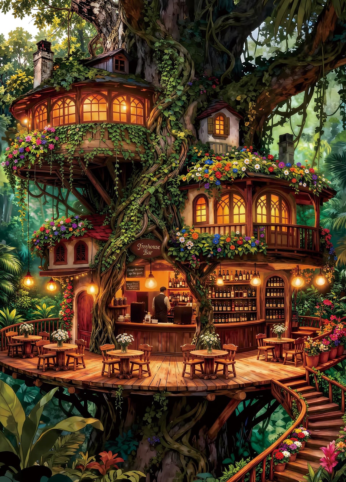 1024 Piece Puzzle for Adults, Four Seasons Window View