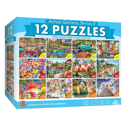 MasterPieces - Jigsaw Puzzle 12-Pack Bundle Set, Artist Gallery Collection Series 2 Landscape and Animal Puzzles, Family Fun for Adults and Kids