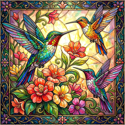 Vintage Paint Hummingbird Flower 1000 Piece Puzzles for Adults