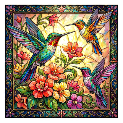 Vintage Paint Hummingbird Flower 1000 Piece Puzzles for Adults