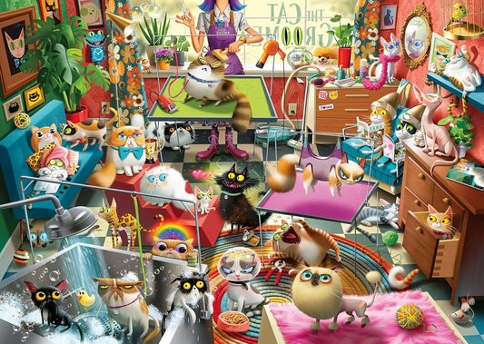 Ravensburger The Cat Groomer – 1000 Piece Jigsaw Puzzle by Dean Macadam – Whimsical Cat Salon Scene - Vibrant Artwork - Premium Quality Ages 14 and Up