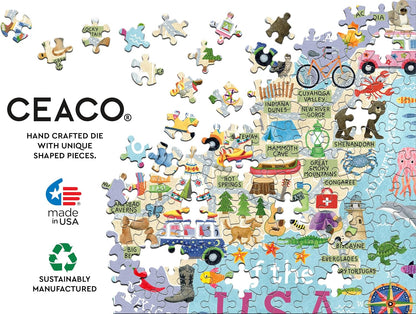 Ceaco - National Parks Map - 500 Piece Jigsaw Puzzle for Adults