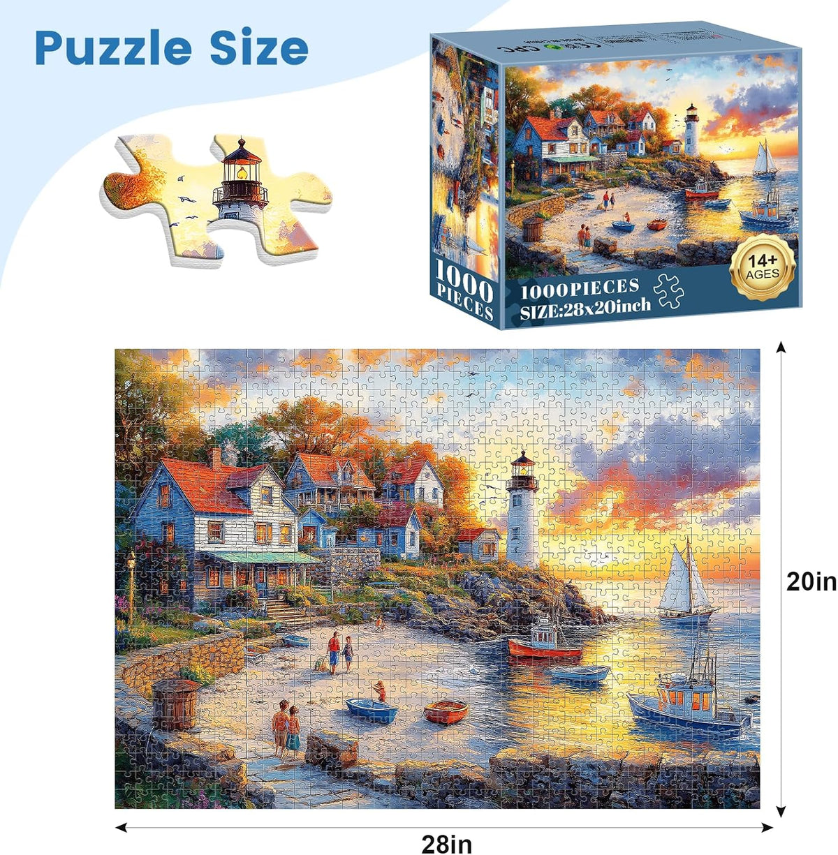 1000 Pieces Puzzles for Adults, Fall Seaside Puzzle 1000 Pieces