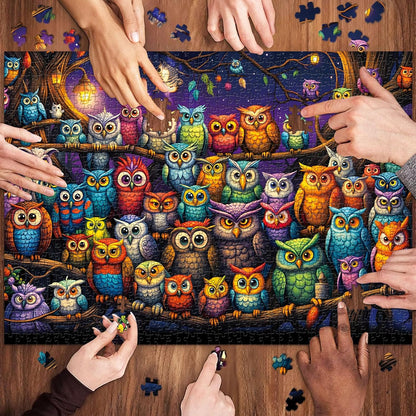 Owl Family Puzzles for Adults 1000 Pieces, Puzzles with Letters on Back, Impossible Hard Difficult Challenging, Precise Interlocking Pieces, Home Wall Decoration & Ideal Gift