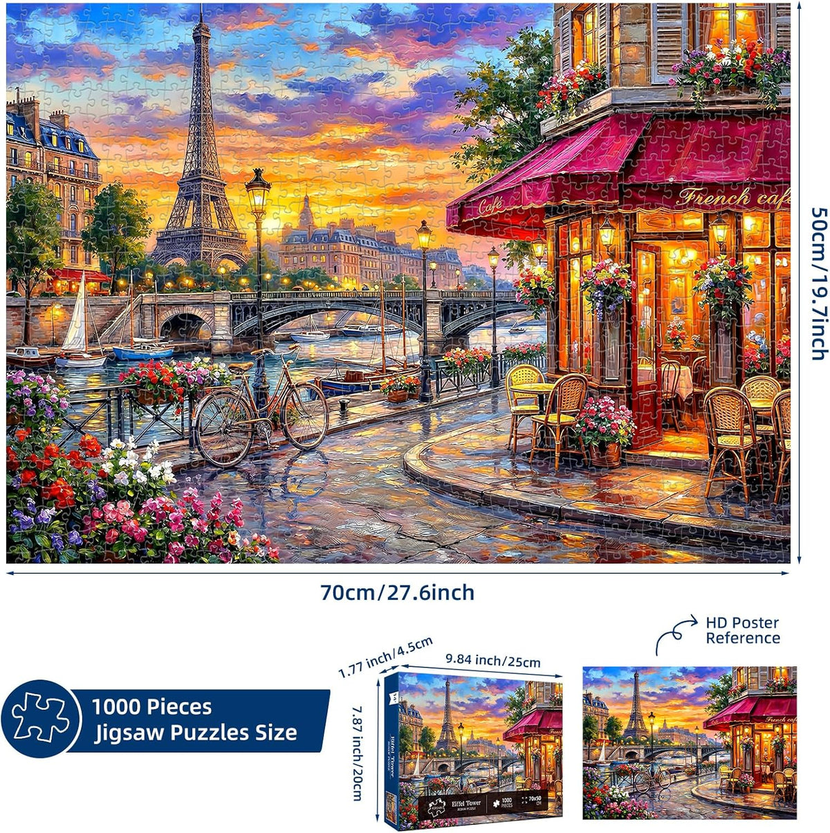 1000 Piece Puzzle for Adults, Scenic Eiffel Tower Jigsaw Puzzles