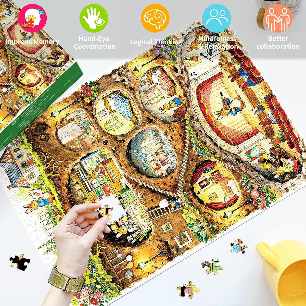 HUADADA Puzzles for Adults 1000 Pieces-Rabbit House Puzzles