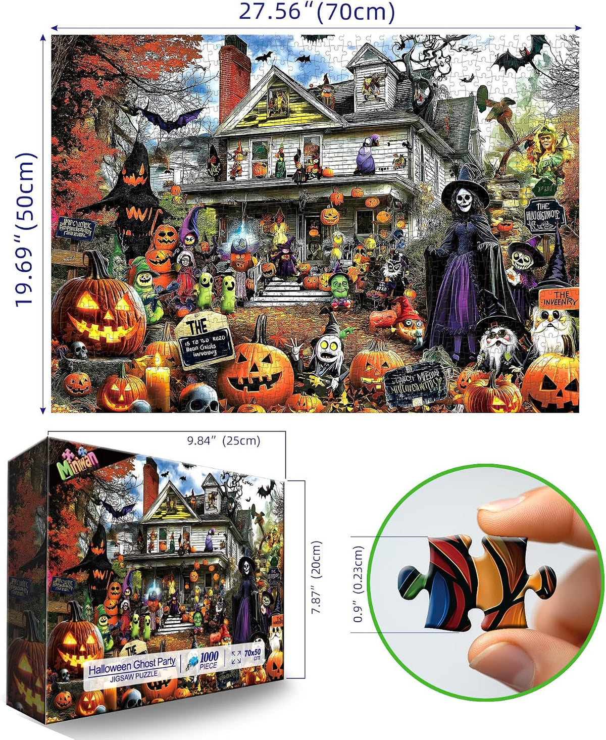 MINIWAN Halloween 1000 Piece Jigsaw Puzzle for Adults, 27.5" x 19.7"