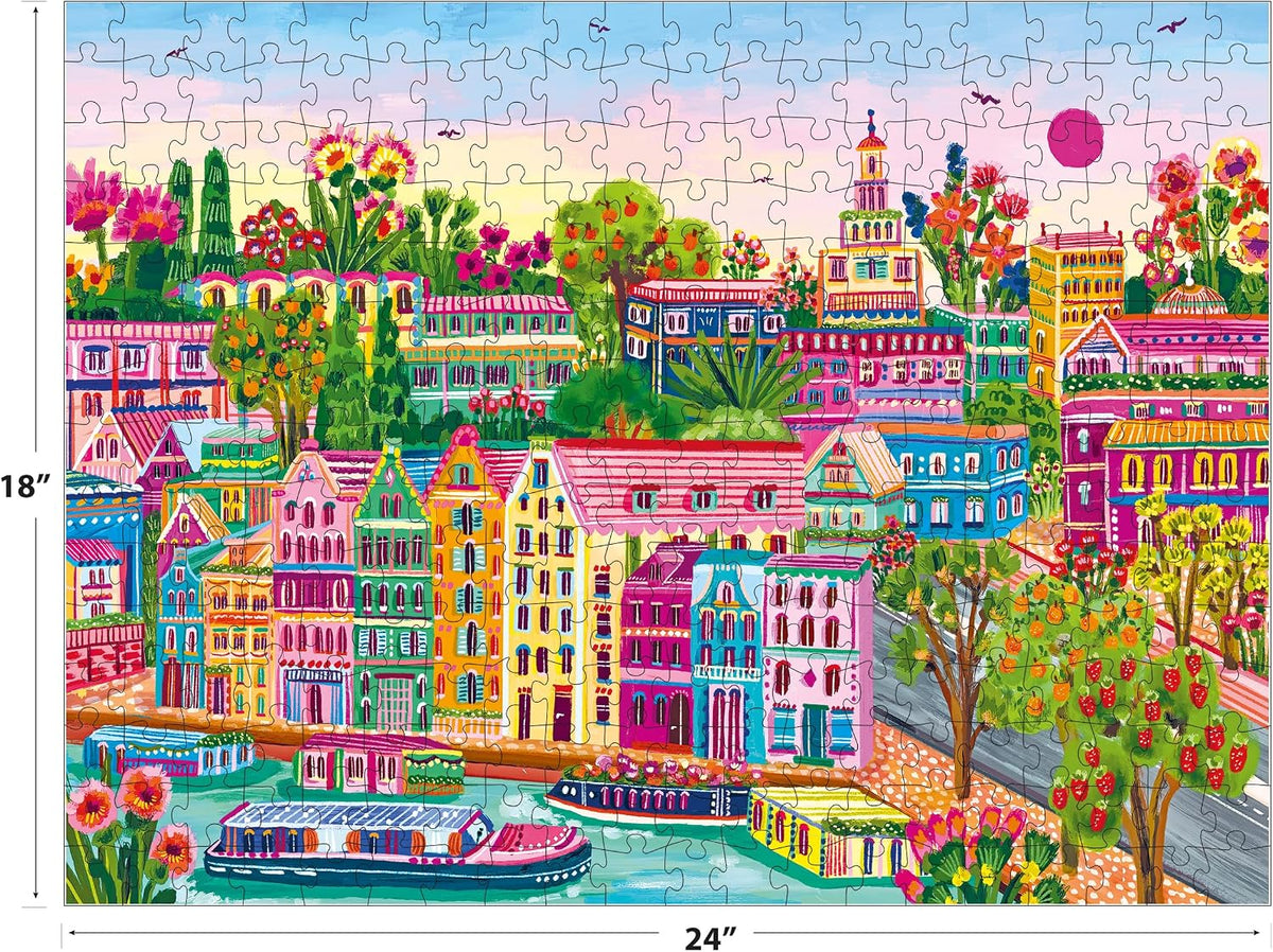 RoseArt - Millie Illustrates - Amsterdam - 300 Piece Jigsaw Puzzle – Vibrant Cityscape Artwork, Fun & Challenging Puzzle for Adults