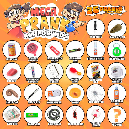 DIMROM Prank Kit for Kids - 25 Gags & Practical Joke Toys - Prank Stuff for April Fools - Ultimate Practical Jokes - Gag Gifts for Kids - Big Funny Toys Pack Set Box + Bonus Inside
