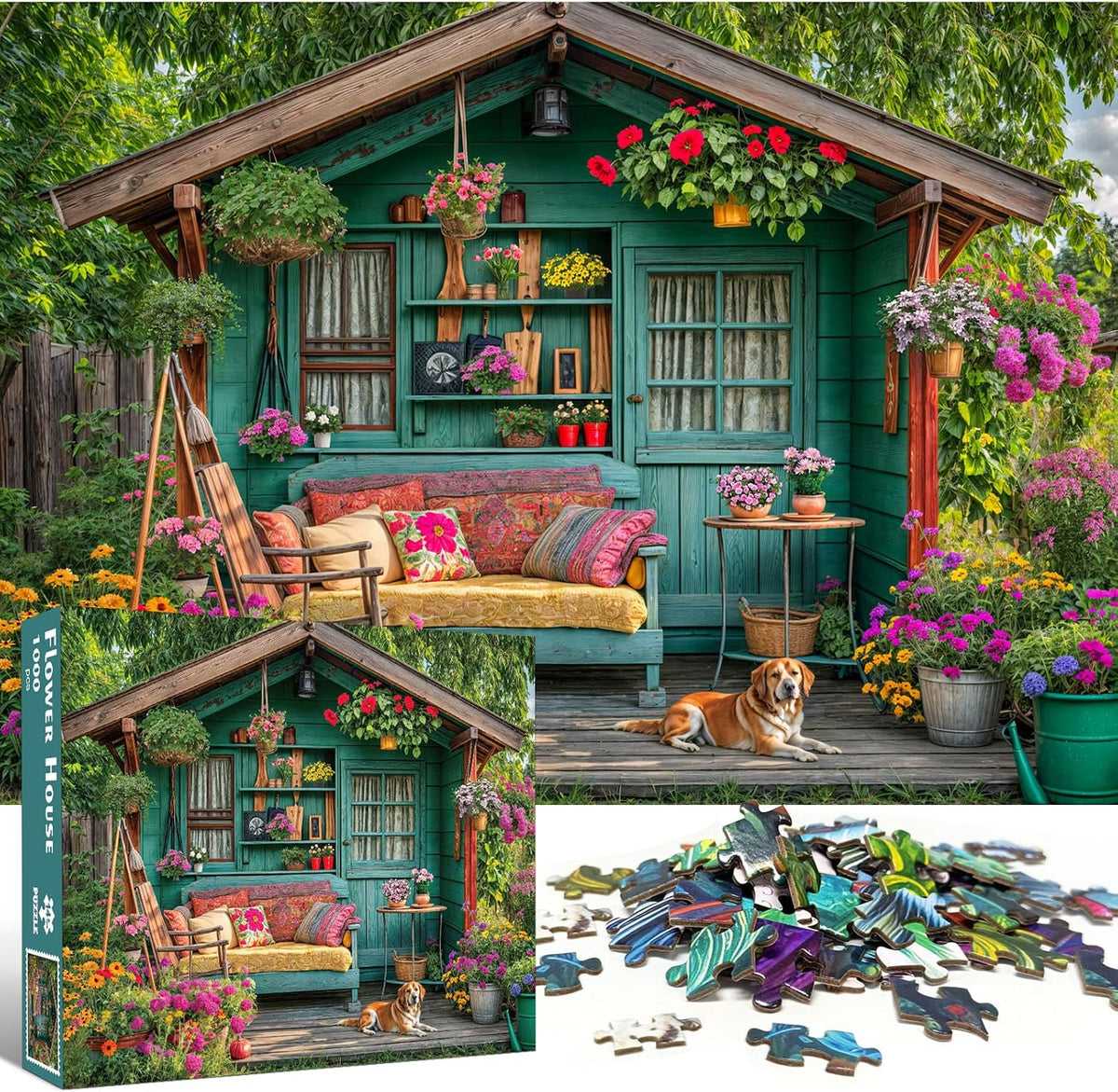 1000 Piece Puzzle for Adults, Flower House Jigsaw Puzzle, Family Puzzles Game, Interlock Perfectly No Dust, Home Decoration Puzzle, Gifts for Parents