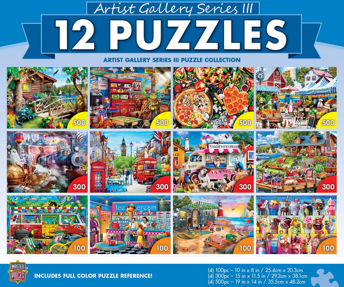 MasterPieces - Jigsaw Puzzle 12-Pack Bundle Set, Artist Gallery Collection Series 2 Landscape and Animal Puzzles, Family Fun for Adults and Kids