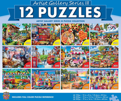 MasterPieces - Jigsaw Puzzle 12-Pack Bundle Set, Artist Gallery Collection Series 2 Landscape and Animal Puzzles, Family Fun for Adults and Kids