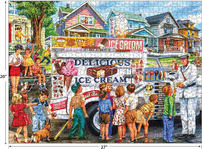 RoseArt - Back to The Past - Ice Cream Truck Day - 1000 Piece Jigsaw Puzzle for Adults