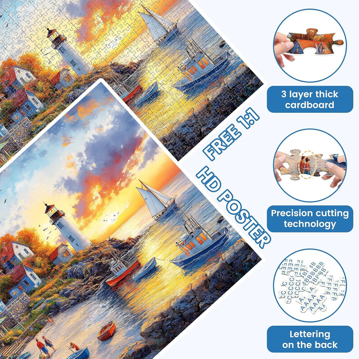 1000 Pieces Puzzles for Adults, Fall Seaside Puzzle 1000 Pieces