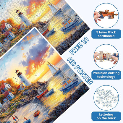 1000 Pieces Puzzles for Adults, Fall Seaside Puzzle 1000 Pieces