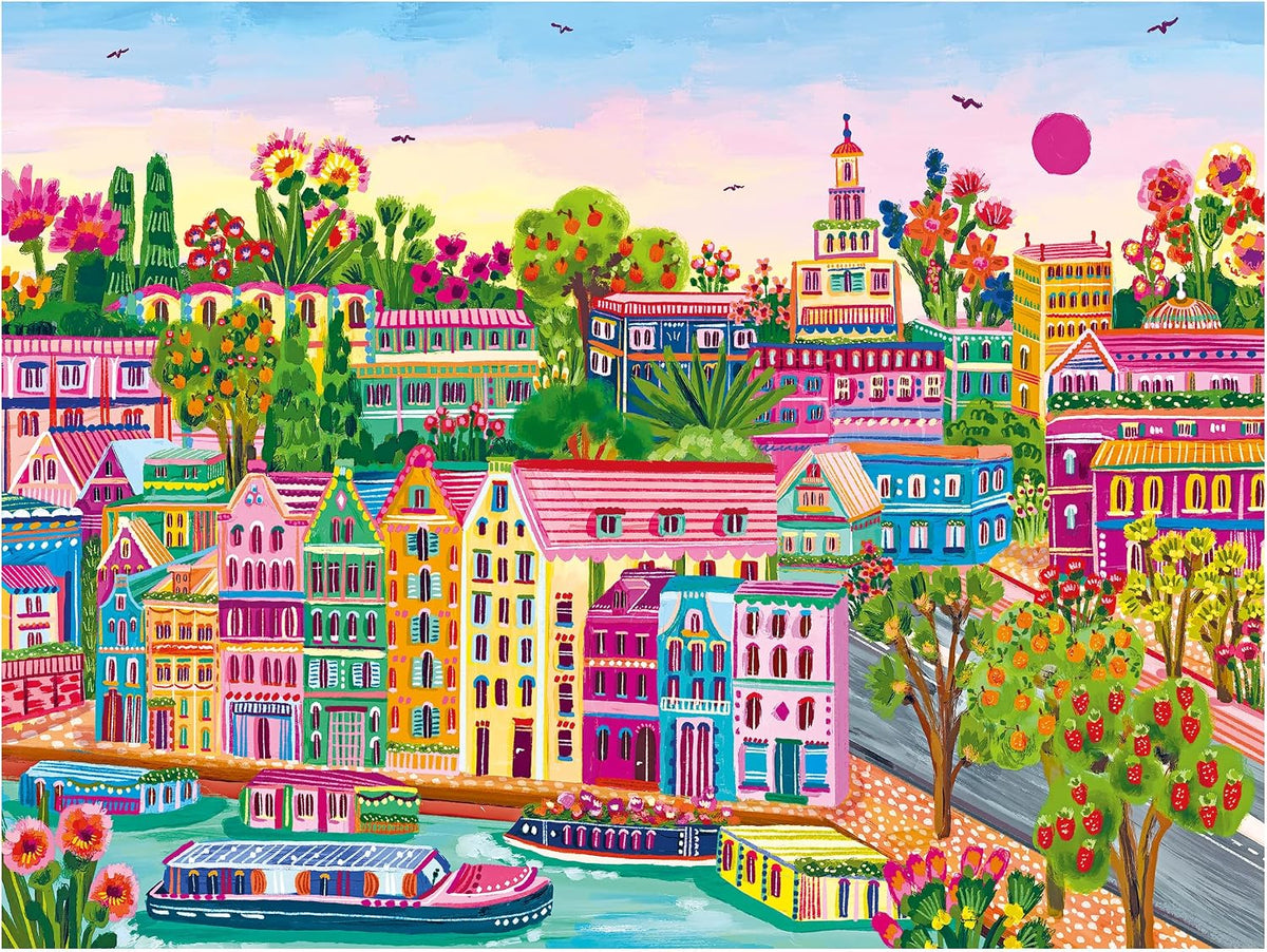 RoseArt - Millie Illustrates - Amsterdam - 300 Piece Jigsaw Puzzle – Vibrant Cityscape Artwork, Fun & Challenging Puzzle for Adults