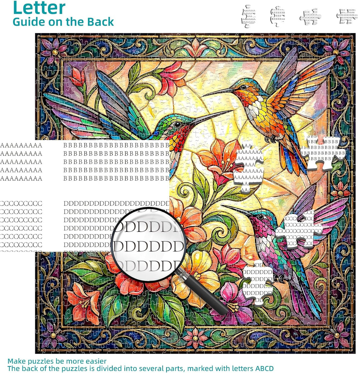 Vintage Paint Hummingbird Flower 1000 Piece Puzzles for Adults