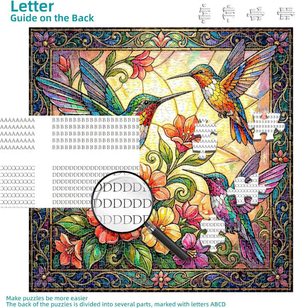 Vintage Paint Hummingbird Flower 1000 Piece Puzzles for Adults