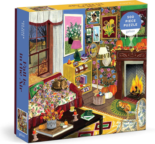 Galison Fall is in the Air Puzzle – 500 Piece Autumn Jigsaw Puzzle with Cozy Fall Living Room Imagery