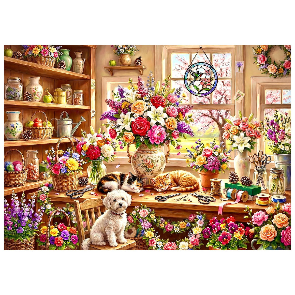 Cozy Flower Shop Puzzles for Adults 1000 Pieces,Cardboard 27.5x19.6in
