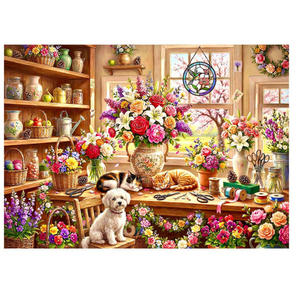 Cozy Flower Shop Puzzles for Adults 1000 Pieces,Cardboard 27.5x19.6in