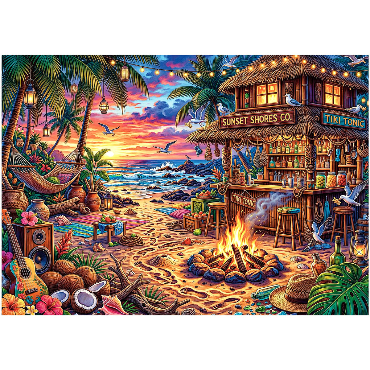 Vintage Paint Hummingbird Flower 1000 Piece Puzzles for Adults