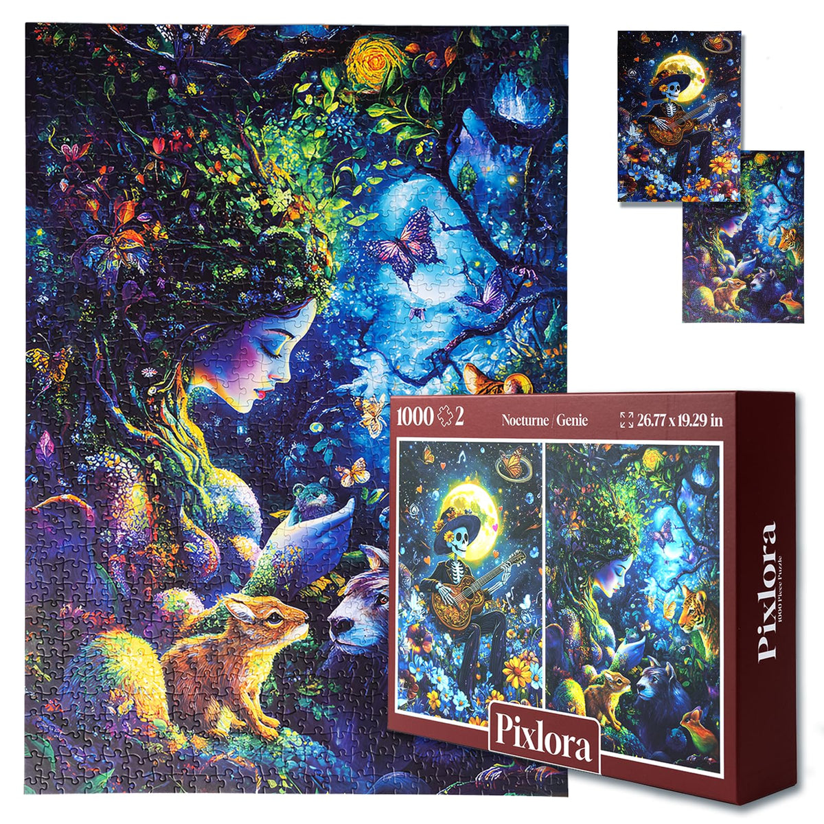 Puzzles for Adults 1000 Pieces, 2 Pack Unique 1000 Piece Lake and Night View Jigsaw Puzzles, Premium Scenic Landscape Puzzles & Nature Theme for Challenging Game Night
