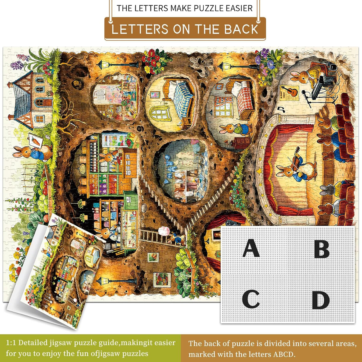 HUADADA Puzzles for Adults 1000 Pieces-Rabbit House Puzzles