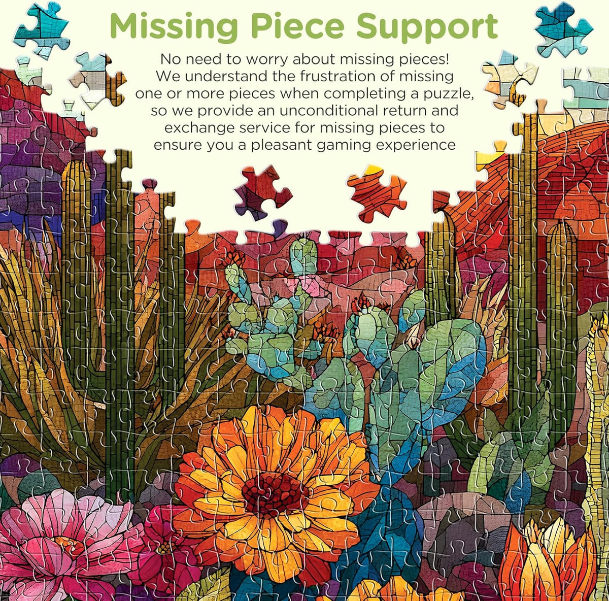 500 Piece Puzzles for Adults, Stained Glass Desert Landscape Jigsaw Puzzle
