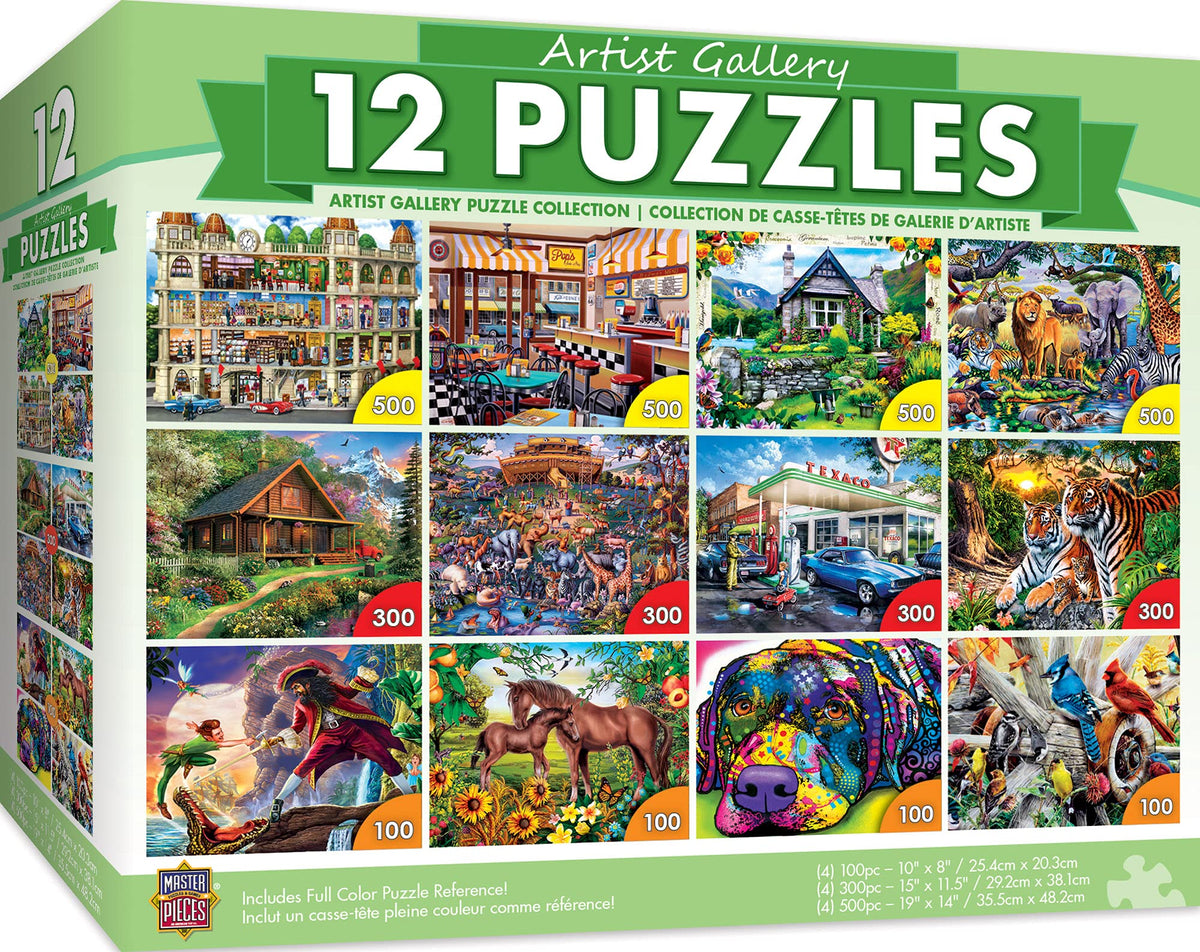 MasterPieces - Jigsaw Puzzle 12-Pack Bundle Set, Artist Gallery Collection Series 2 Landscape and Animal Puzzles, Family Fun for Adults and Kids