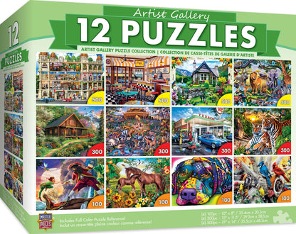 MasterPieces - Jigsaw Puzzle 12-Pack Bundle Set, Artist Gallery Collection Series 2 Landscape and Animal Puzzles, Family Fun for Adults and Kids