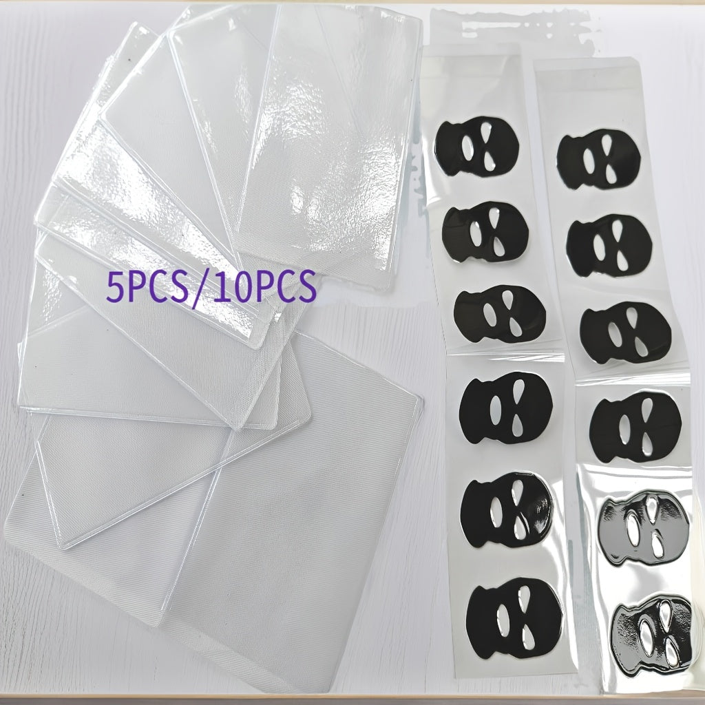 5/10-Pack 2-In-1 Funny for Id Card Sleeves And Protectors (Inc. 5/10pcs 3D Disguise Mask)|Frosted PVC Waterproof for Id/Credit/Key/Bus/Key Cards - Creative Prank Gift for Friends/Birthdays