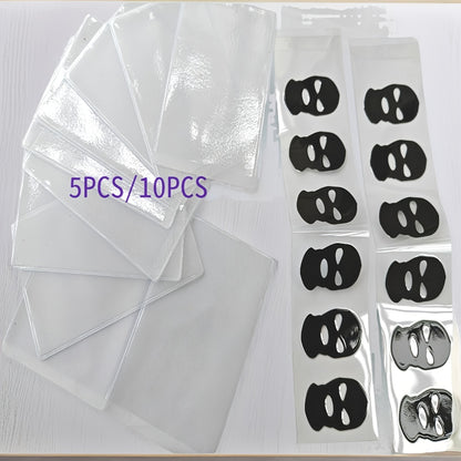 5/10-Pack 2-In-1 Funny for Id Card Sleeves And Protectors (Inc. 5/10pcs 3D Disguise Mask)|Frosted PVC Waterproof for Id/Credit/Key/Bus/Key Cards - Creative Prank Gift for Friends/Birthdays