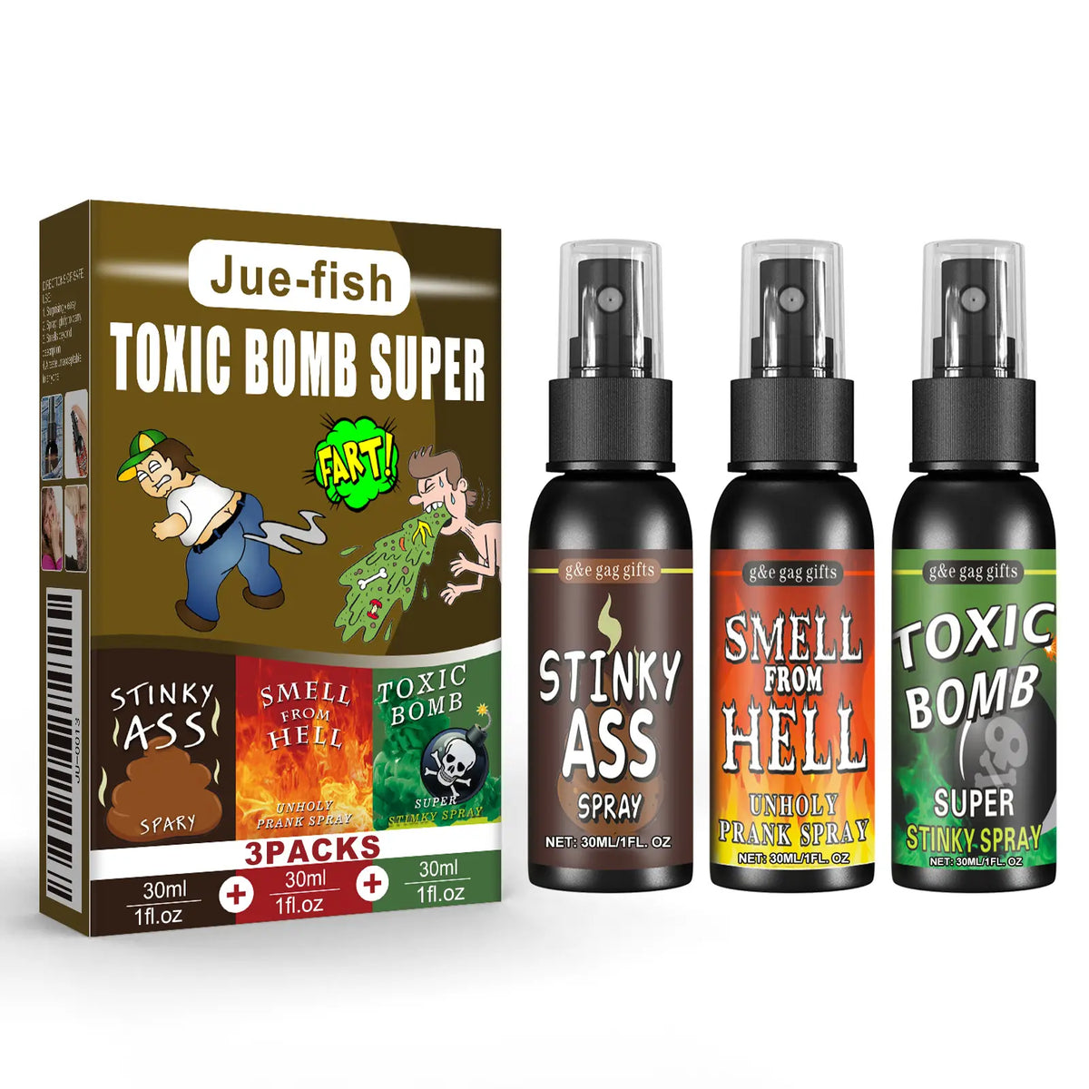 Funny Prank Spray Set, Stinky Smell Joke Spray for Parties, Gag Gift, April Fools Day Prank Toy